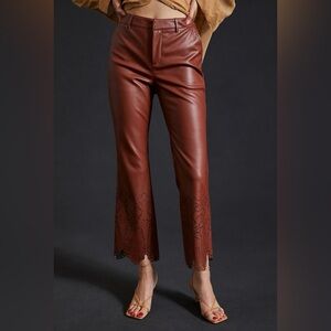 NWOT BY Anthropologie Laser-Cut faux Leather Trousers.